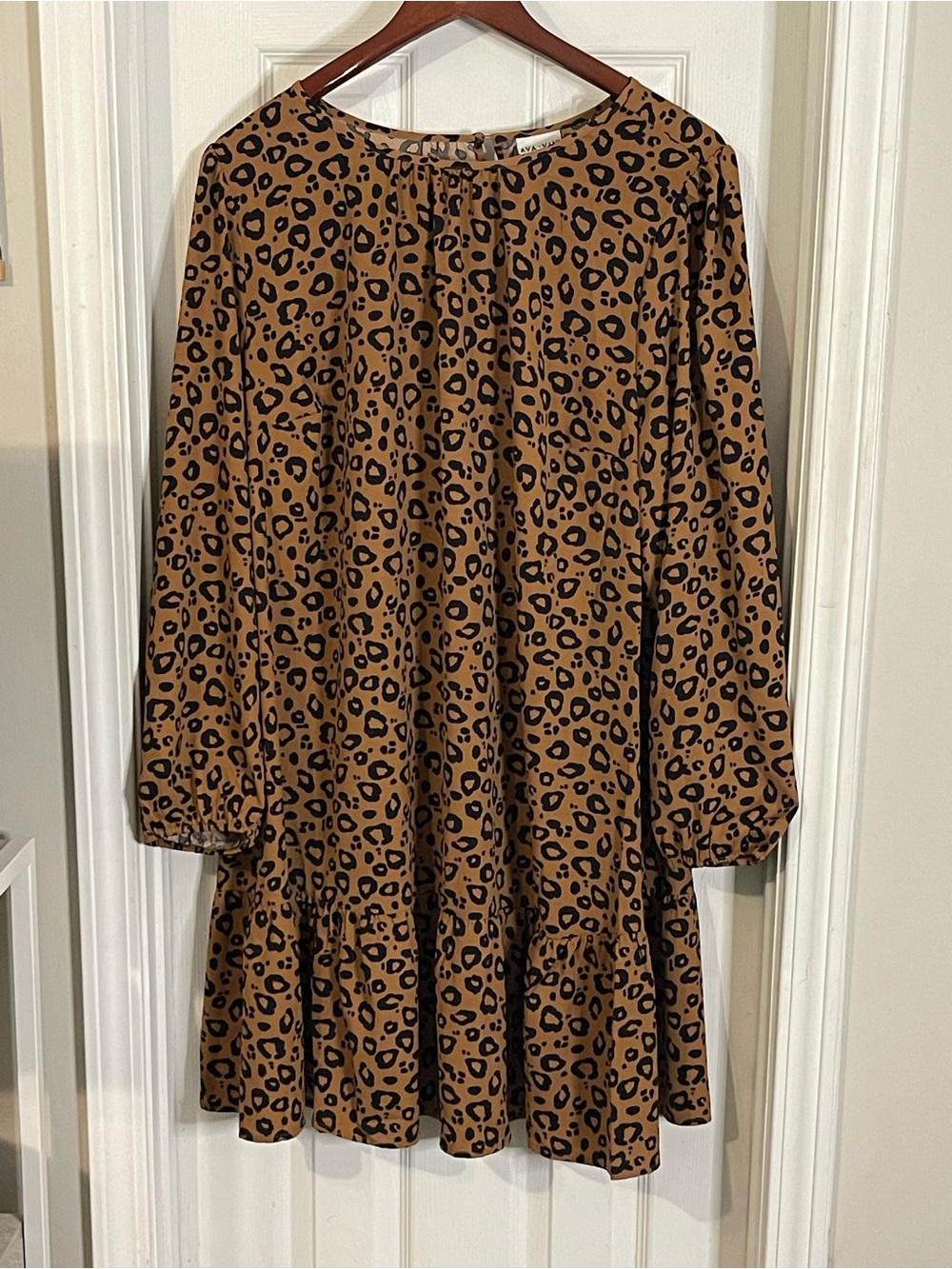 Ava & Viv Tan and Black Leopard Print Dress
